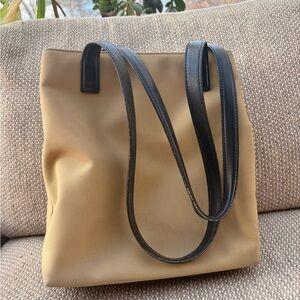 Coach Tan Tote with Black Straps